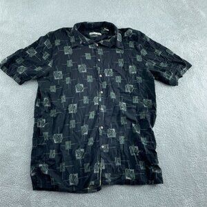 Mens Batik Bay XLT Black Short Sleeve Shirt Print 100% Rayon Button-Up 5797